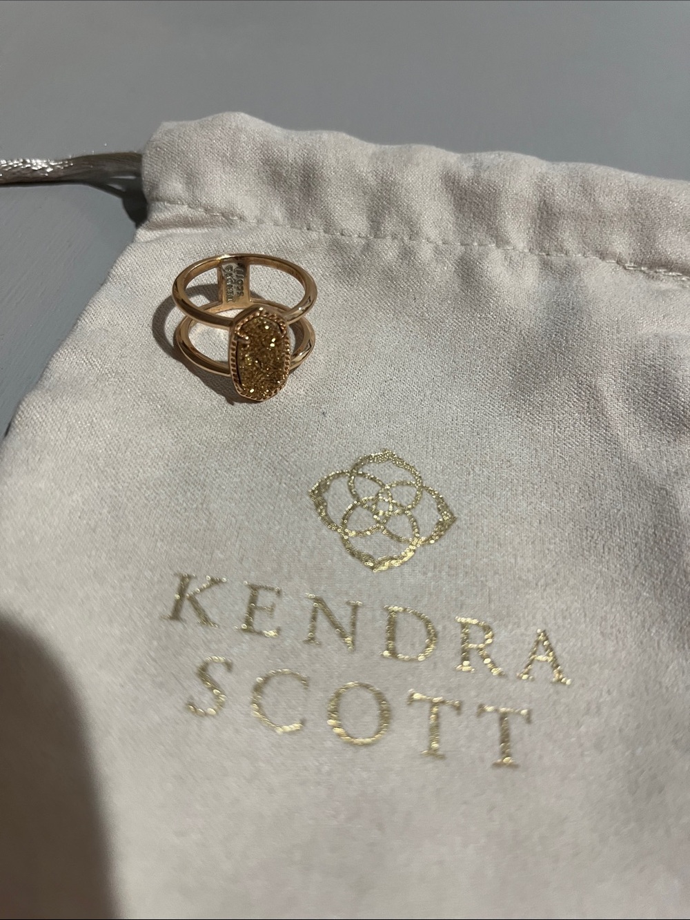 Kendra Scott Rosegold Sparkling Druzy Double Band Ring